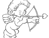 Desenho Cupido a apontar com a seta pintado por ana