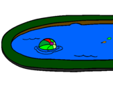 Desenho Bola na piscina pintado por crs