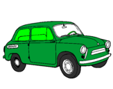 Desenho Carro clássico pintado por carro verde