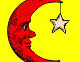 Desenho Lua e estrela pintado por balat