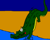 Desenho Crocodilo a entrar na água pintado por godzilla