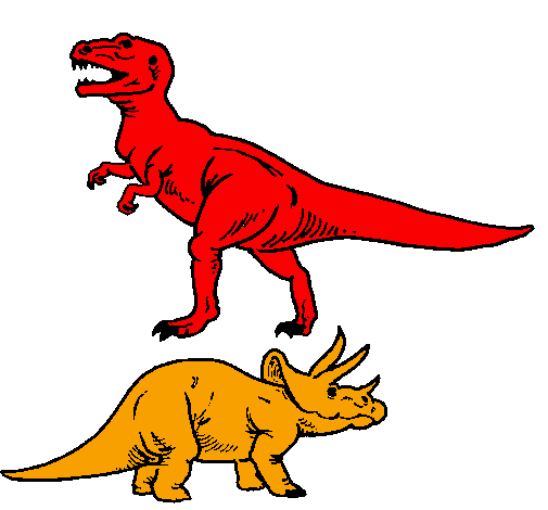 Desenho Tricerátopo e tiranossauro rex pintado por fatima