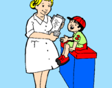 Desenho Enfermeira e menino pintado por taty