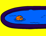 Desenho Bola na piscina pintado por Clara Ferreia