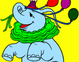 Desenho Elefante com 3 balões pintado por Adriana Gomes