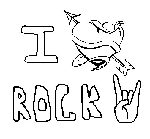 Desenho I love rock pintado por ani