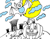Desenho Paisagem Halloween pintado por miguel g