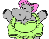 Desenho Hipopótamo com laço pintado por julia