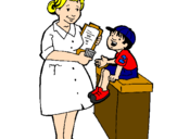 Desenho Enfermeira e menino pintado por Rúben