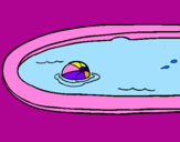 Desenho Bola na piscina pintado por rafaella