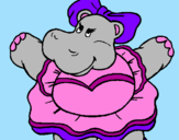 Desenho Hipopótamo com laço pintado por nathalya
