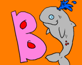 Desenho Baleia pintado por letra B