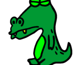 Desenho Crocodilo com os olhos fechados pintado por marcelo