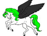 Desenho Pégaso a voar  pintado por unicornio voador