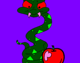 Desenho Serpente e maçã pintado por fer