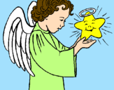 Desenho Anjo e estrela pintado por Anjo