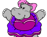 Desenho Hipopótamo com laço pintado por snizhana