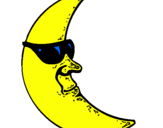 Desenho Lua com óculos de sol pintado por priscila
