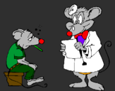 Desenho Doutor e paciente rato pintado por cuca