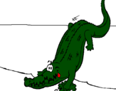 Desenho Crocodilo a entrar na água pintado por JACARÉ