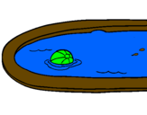Desenho Bola na piscina pintado por esmeralda