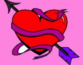 Desenho Coração com seta pintado por tathyelle vida loka