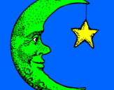 Desenho Lua e estrela pintado por gabriela felix