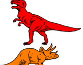 Desenho Tricerátopo e tiranossauro rex pintado por diogo melo