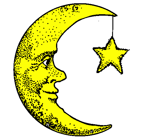 Desenho Lua e estrela pintado por pamela