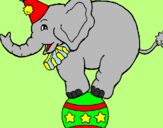 Desenho Elefante em cima de uma bola pintado por Danielle