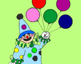 Desenho Palhaço com balões pintado por pirulito