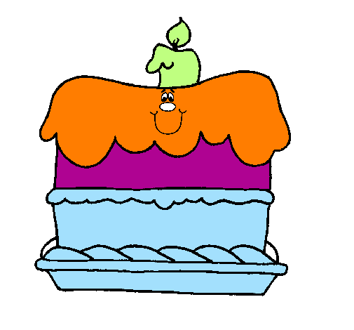 Desenho Bolo de aniversário pintado por Francisco inf 4