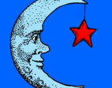 Desenho Lua e estrela pintado por jaque