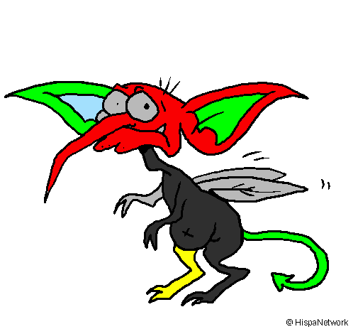 Desenho Monstro com alas pintado por gustavo o mosquito da den