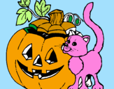 Desenho Abóbora e gato pintado por marcelo