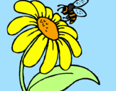 Desenho Margarida com abelha pintado por LALAH