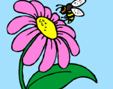 Desenho Margarida com abelha pintado por yasmin