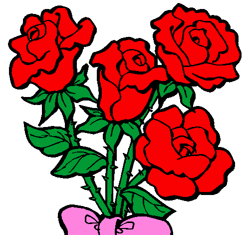 Desenho Ramo de rosas pintado por rosa