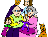 Desenho Família pintado por familia