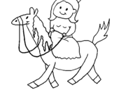 Desenho Princesa a cavalo pintado por heloisa v.