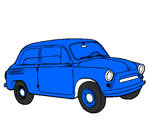 Desenho Carro clássico pintado por carro azul