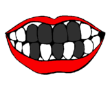 Desenho Boca e dentes pintado por dente triste