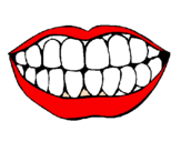 Desenho Boca e dentes pintado por dente triste