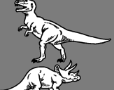Desenho Tricerátopo e tiranossauro rex pintado por Alberto