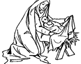 Desenho Nascimento do menino Jesús pintado por damarys