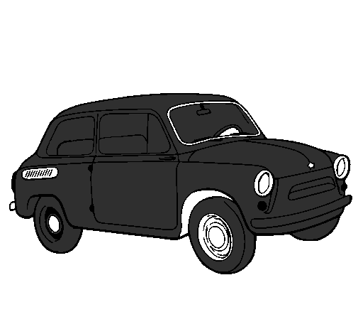 Desenho Carro clássico pintado por carro preto