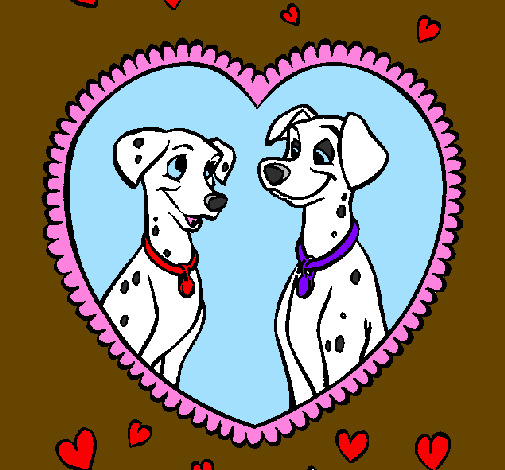 Desenho Dalmatas apaixonados pintado por Pit e Snoopy
