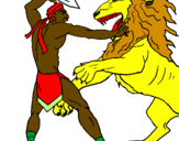 Desenho Gladiador contra leão pintado por wsm