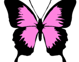 Desenho Borboleta com asas negras pintado por barbie