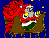 Desenho Pai Natal no seu trenó pintado por yasmim